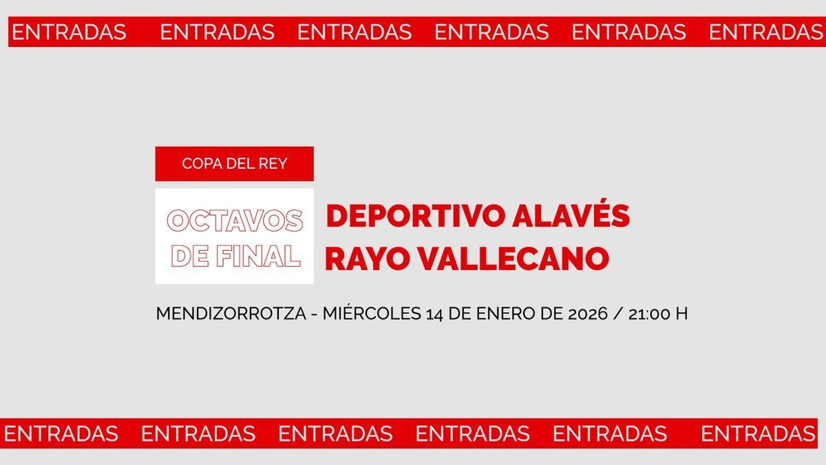 Rayo Vallecano pune în vânzare biletele pentru meciul din Cupa Regelui Rayo Vallecano a anunțat astăzi că biletele pentru meciul de optimi al Cupei Regelui, împotriva celor de la Deportivo Alavés, vor fi disponibile începând cu luni, 12 ianuarie