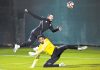 Al Gharafa players during a training session.
