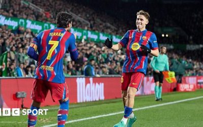 Holders Barcelona come through a tricky tie at Racing Santander to reach the quarter-finals of the Copa del Rey.