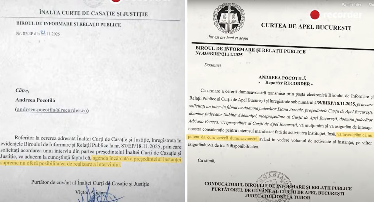 Curtea de Apel reacționează la documentarul Recorder.