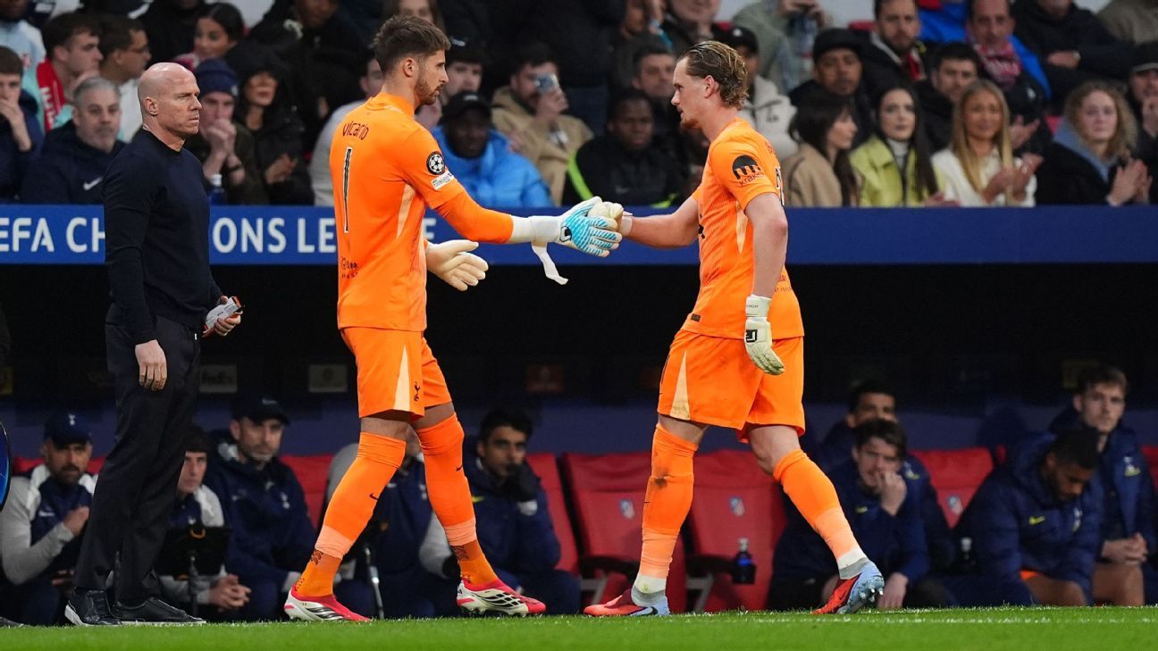 Antonín Kinsky, portarul lui Tottenham, schimbat după numai 17 minute într-un meci dezastruos Madridul a fost scena unei umilințe pentru Tottenham, marți seară, în prima manșă a optimilor de finală din Liga Campionilor