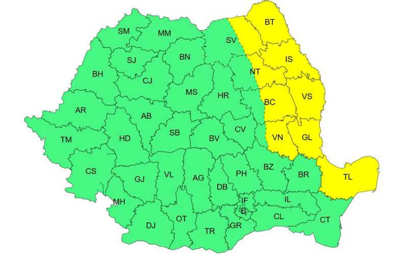Cod galben de vânt puternic în nouă județe vineri; restul țării, sub avertizare de intensificări București – Administrația Națională de Meteorologie (ANM) a emis, joi, atenționări meteorologice de vânt puternic pentru ziua de vineri
