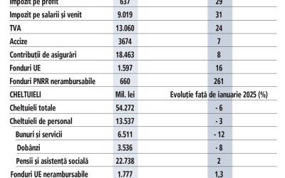 În ianuarie 2026, bugetul consolidat pe excedent, dar cu