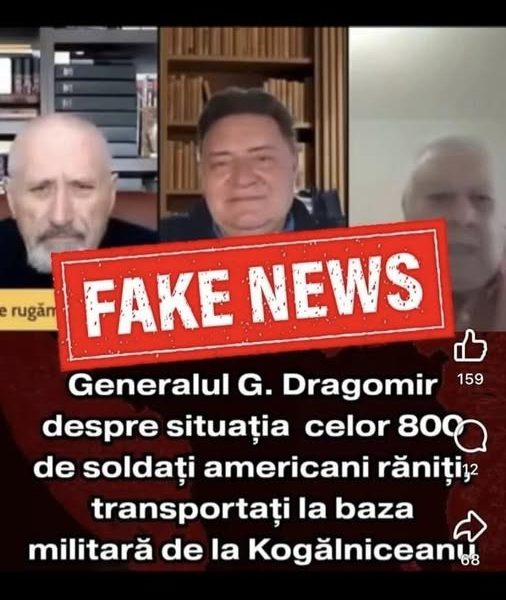 Ministrul Apărării, Radu Miruță, demontează informațiile false despre baza militară de la Kogălniceanu Ministrul Apărării Naționale, Radu Miruță, a răspuns zvonurilor apărute în spațiul online despre o presupusă aterizare a unor aeronave cu militari americani răniți la baza militară de la Mihail Kogălniceanu