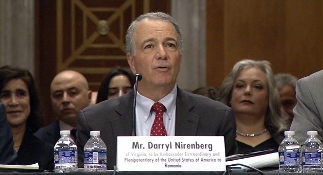 Noul ambasador american, primit la Cotroceni Darryl Nirenberg, noul ambasador al Statelor Unite ale Americii în România, va fi primit oficial marți, 3 martie, la Palatul Cotroceni