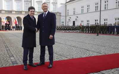 Nicușor Dan, conferință cu omologul polonez Karol Nawrocki