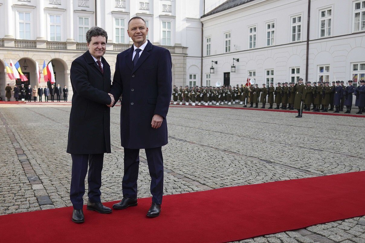 Nicușor Dan, conferință cu omologul polonez Karol Nawrocki