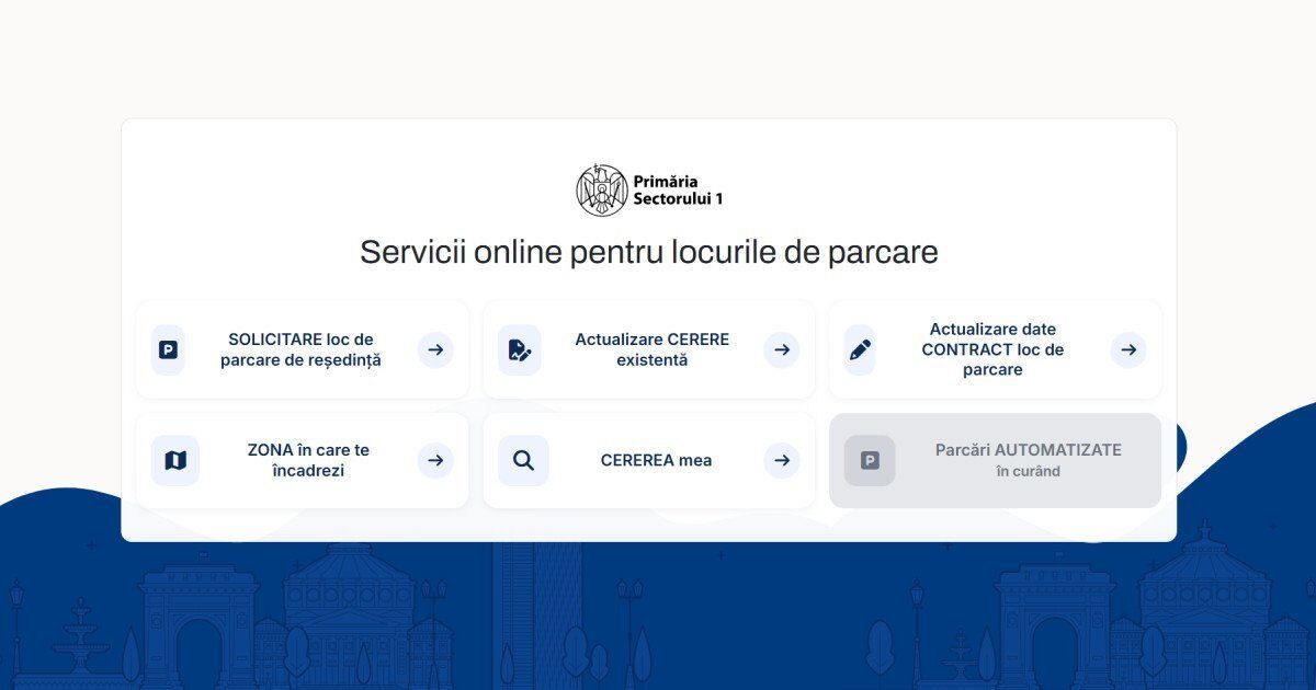 Sectorul 1 introduce înscrierea online pentru parcările de reședință Primăria Sectorului 1 a lansat o platformă online actualizată pentru gestionarea parcărilor de reședință