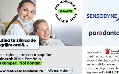 Haleon România și Salvați Copiii se aliază pentru a îmbunătăți igiena orală în rândul copiilor vulnerabili Cu ocazia Zilei Mondiale a Sănătății Orale, celebrare pe 20 martie, compania Haleon România, în parteneriat cu organizația Salvați Copiii România, lansează o inițiativă amplă dedicată îmbunătățirii sănătății orale a copiilor din comunități vulnerabile