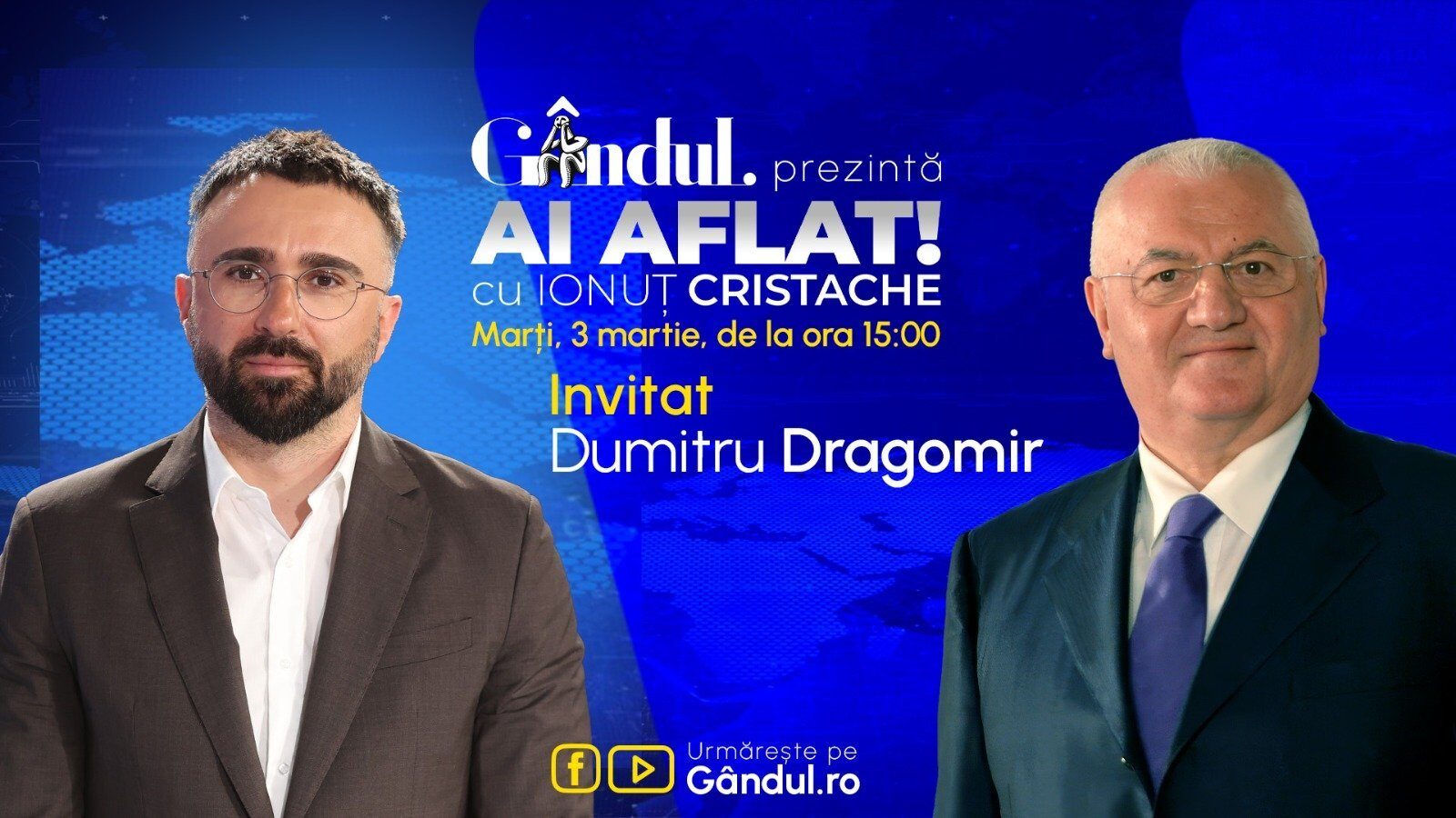 Dumitru Dragomir, invitat la gândul pe Facebook și YouTube