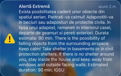 Mesaj ro-alert în nordul județului Tulcea