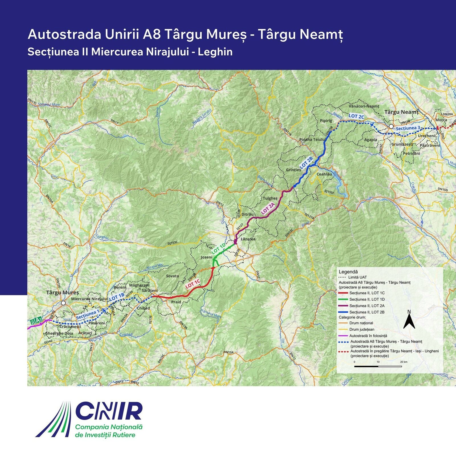 Constructorii au primit amplasamentul pentru două loturi din autostrada unirii Compania Națională de Investiții Rutiere (CNIR) a predat marți amplasamentul pentru două loturi importante din Autostrada A8 Târgu Mureș-Târgu Neamț, marcând un pas important în dezvoltarea acestui proiect de infrastructură vital