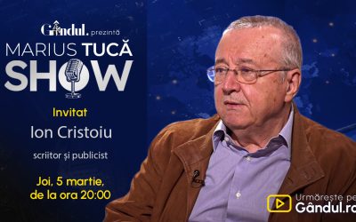 Marius Tucă Show cu Ion Cristoiu, joi, în direct pe Gândul de la ora 20