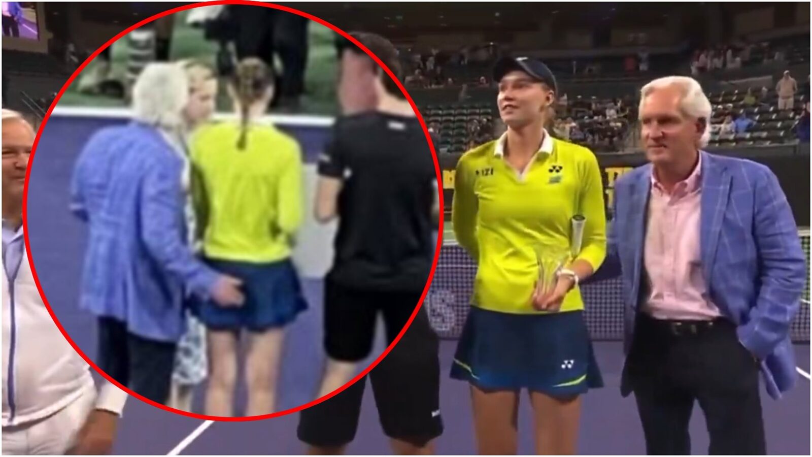 Elena Rybakina, atinsă nepotrivit în timpul unei ceremonii la Indian Wells Jucătoarea de tenis Elena Rybakina, campioana de la Australian Open în acest an, a fost implicată într-un incident neplăcut în timpul ceremoniei de premiere a unui turneu demonstrativ la Indian Wells