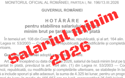 Salariul minim 2026, publicat acum în Monitorul Oficial (HG 146)