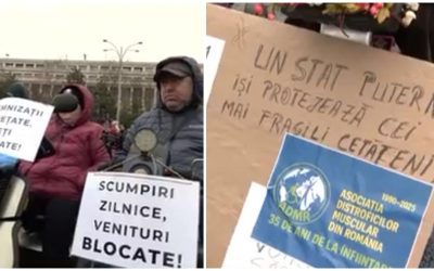 Sute de persoane cu dizabilități au protestat marți în Piața Victoriei din București, exprimându-și nemulțumirea față de modificările legislative privind facilitățile la plata impozitelor pe proprietăți și autovehicule