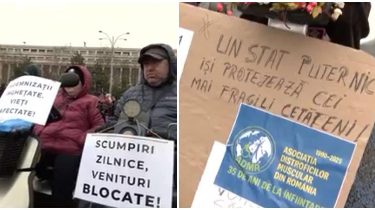 Sute de persoane cu dizabilități au protestat marți în Piața Victoriei din București, exprimându-și nemulțumirea față de modificările legislative privind facilitățile la plata impozitelor pe proprietăți și autovehicule