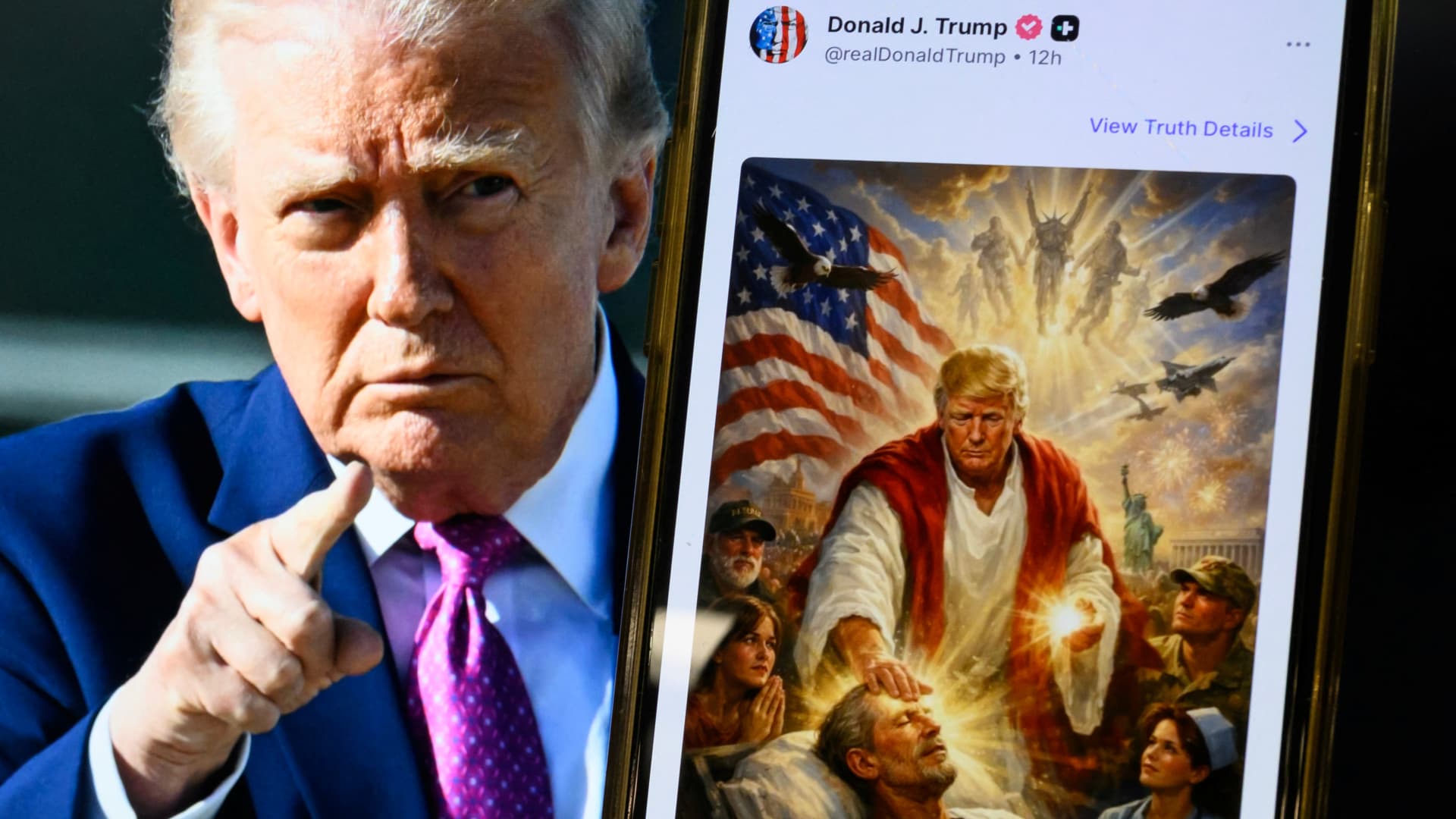 Trump, imagine cu el ca Iisus, ștearsă de pe Truth Social