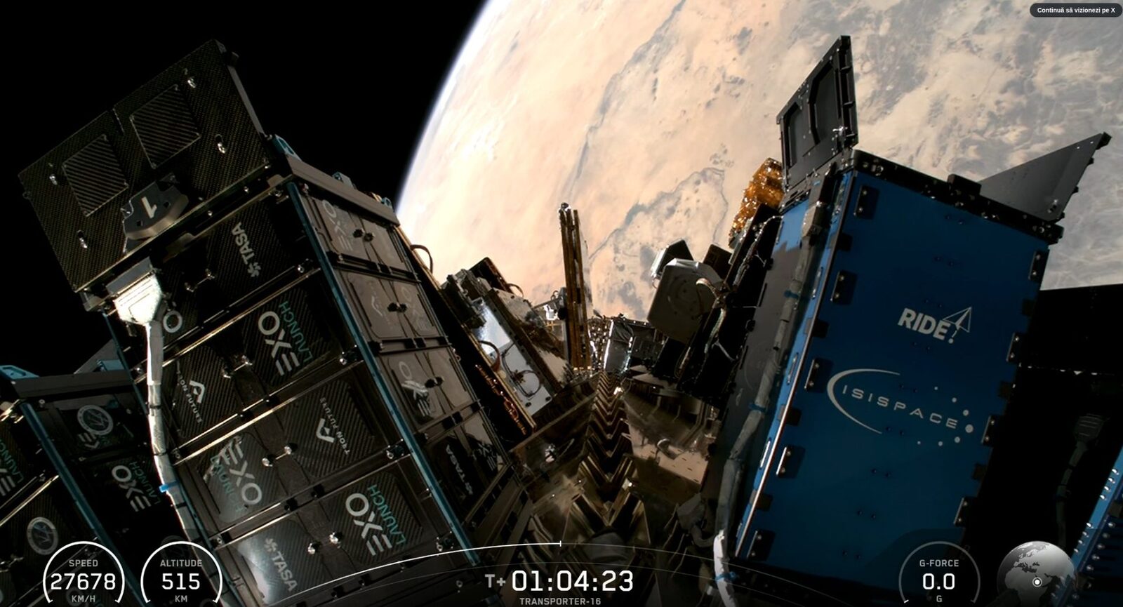 Un satelit românesc, EMISAR, a fost lansat cu succes pe orbită la bordul unei rachete Falcon 9 operate de compania americană SpaceX