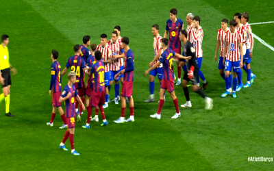 Atletico Madrid – Barcelona: Incidente tensionate pe teren în timpul meciului din La Liga Meciul din La Liga dintre Atletico Madrid și Barcelona a fost marcat de un moment tensionat în minutul 44, când o intervenție dură a lui Dani Olmo asupra lui Giuliano Simeone a aprins spiritele pe teren