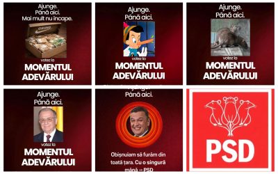 PSD luat la mișto: Afișe „Momentul Adevărului”, pline de ironii pe rețele