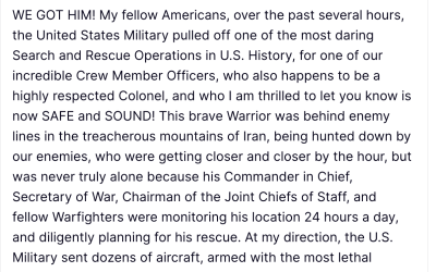 Al doilea pilot din avionul de vânătoare F-15 doborât deasupra Iranului a fost salvat de forțele americane, conform informațiilor apărute în presa internațională