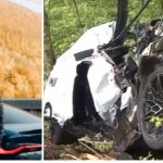 Accident violent în Snagov: Au rupt copacul cu mașina, la 140 km/h!