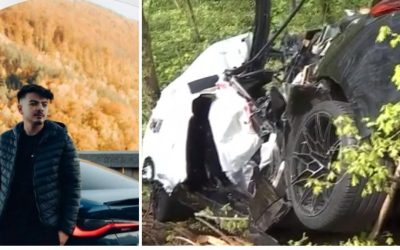 Accident violent în Snagov: Au rupt copacul cu mașina, la 140 km/h!