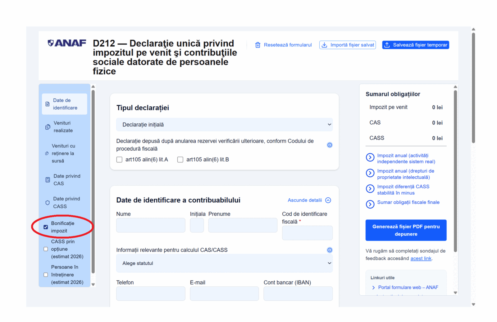Bonificație 3% pentru PFA, chirii, crypto: Ghid practic pentru Declarația Unică 2026