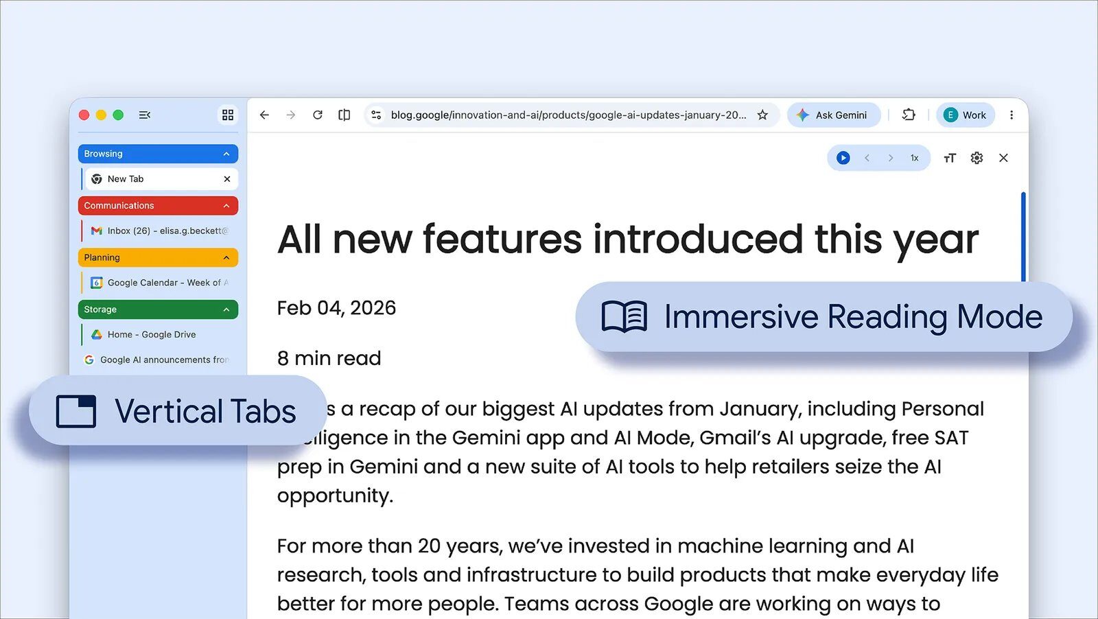 Google lansează două funcții noi pentru Chrome, menite să îmbunătățească experiența de navigare și productivitatea utilizatorilor