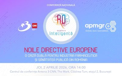 Conferința Națională „România Inteligentă” din 2 aprilie 2026, organizată de Antena 3 SA, va aborda impactul directivelor europene asupra industriei farmaceutice și a sănătății publice din România