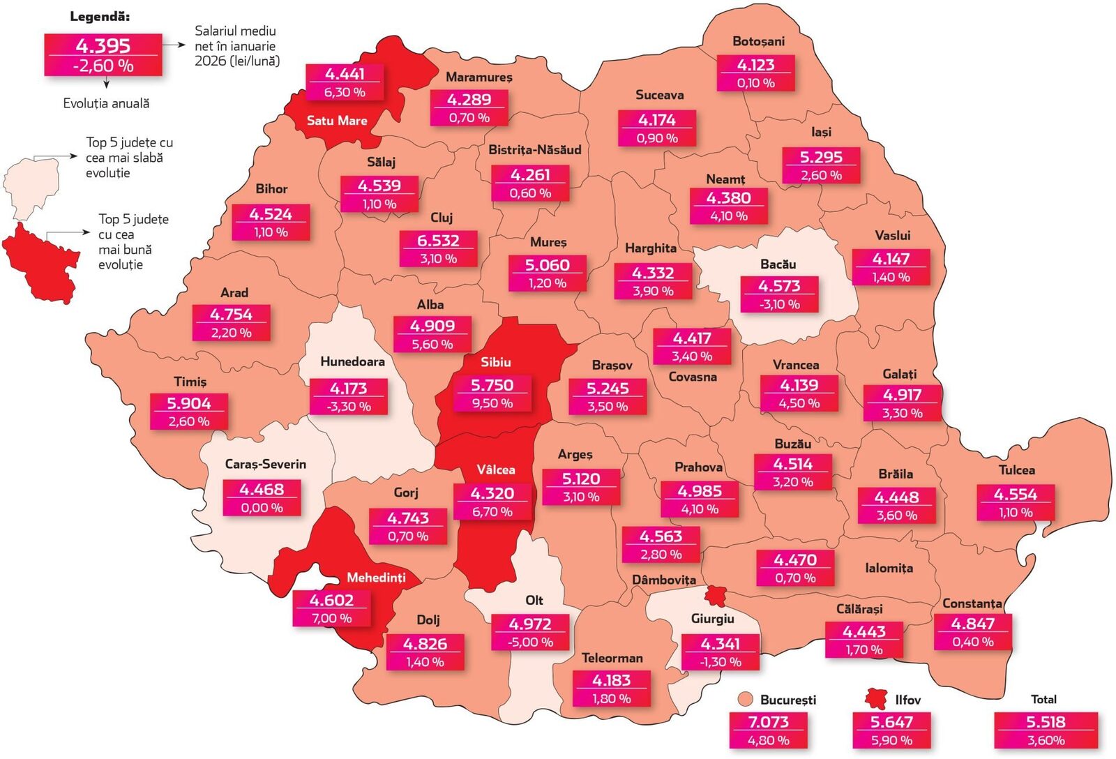 În patru județe salariile au scăzut: Criza lovește România