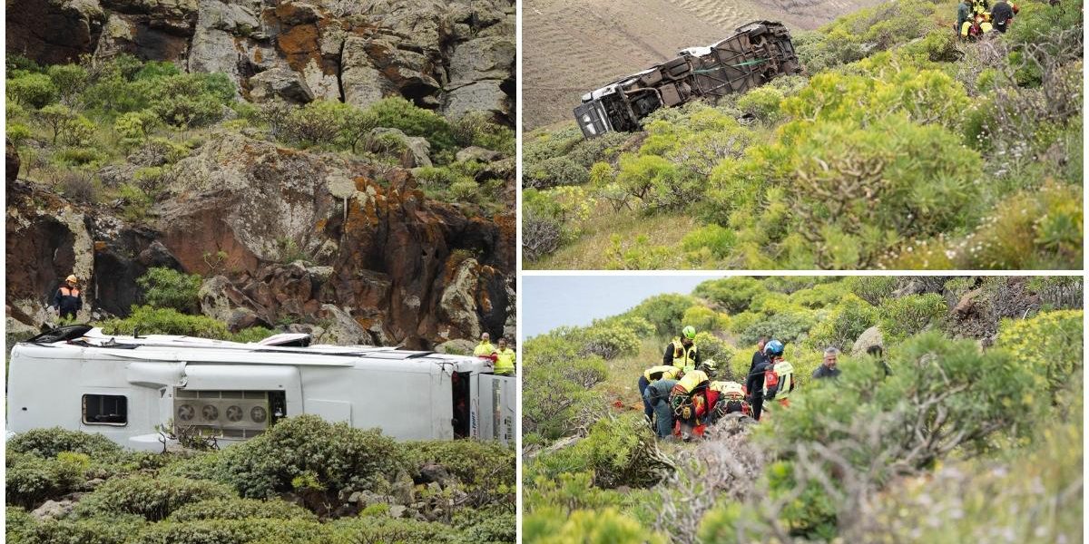 Autobuz cu turiști britanici, PRĂBUȘIT într-o râpă în Insulele Canare