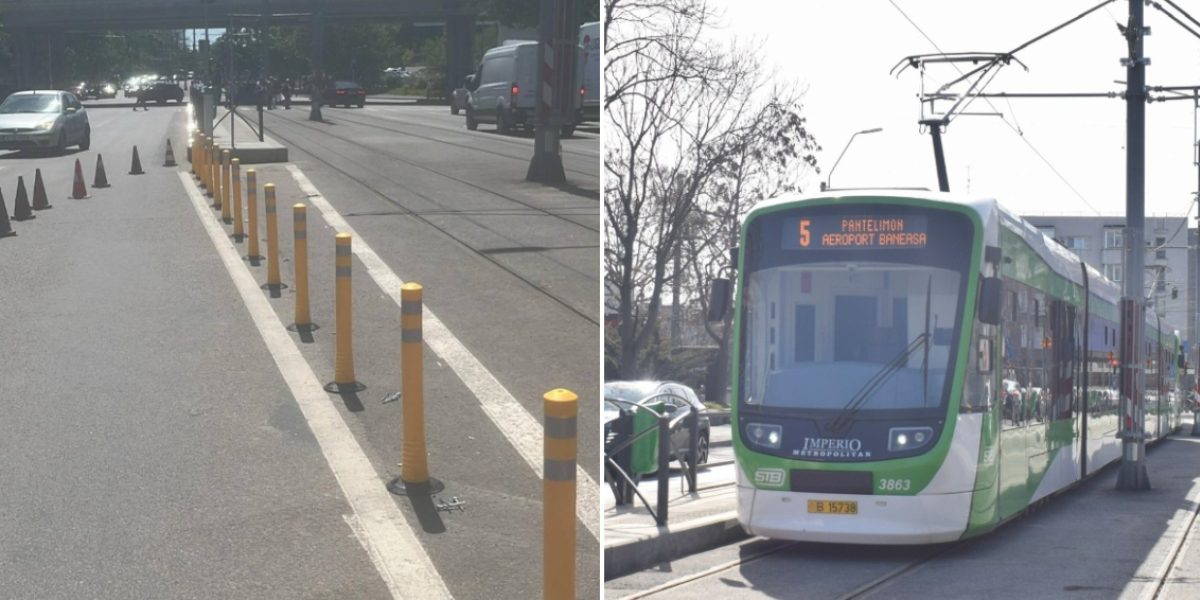 Stâlpișorii anti-blocaj, montați pe linia 5 de tramvai, rezolvă haosul