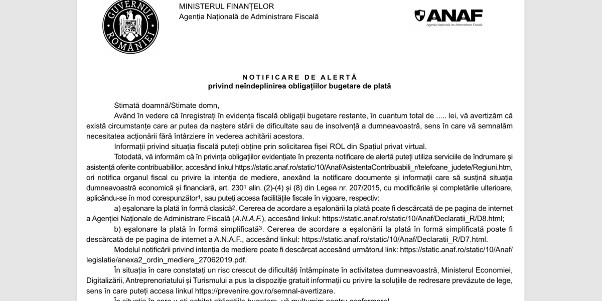 ANAF trimite notificări: Cum scapă firmele de datorii