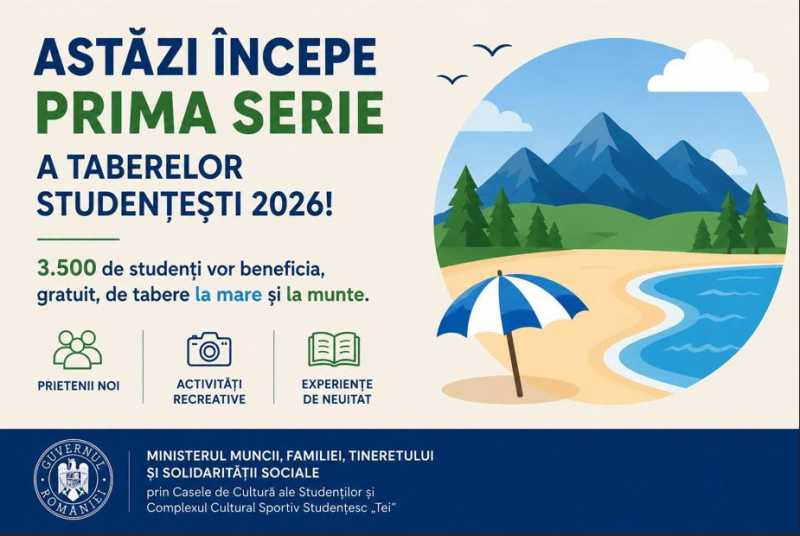 Tineri în tabere gratuite: 3.500 de studenți, la mare și munte