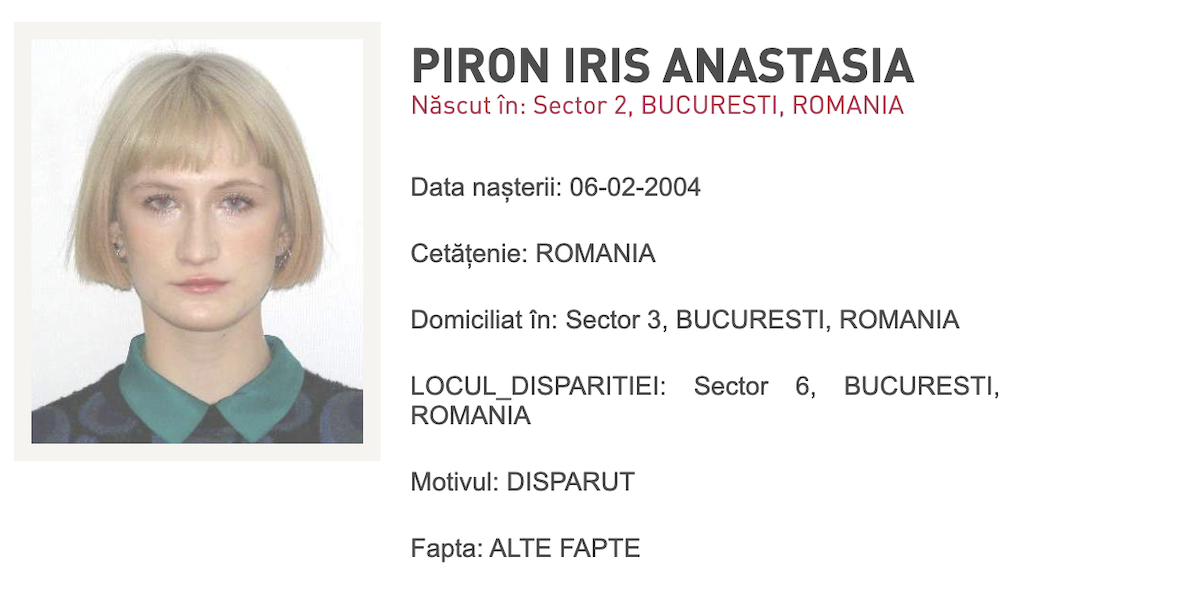 Tânără de 22 de ani dispărută în București. A fost emis Ro-Alert