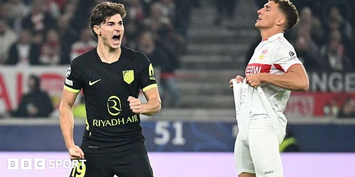 Champions League: Julian Alvarez scores as 10-man Atletico hold on at Stuttgart